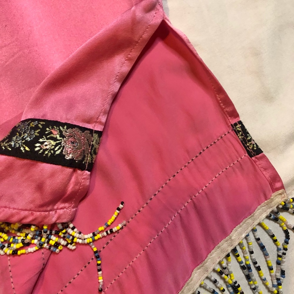 Poleci Vintage Pink Silk beaded skirt size 4 - Picture 3 of 6
